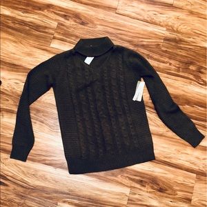 NWT Brown Cable Knit Chocker pullover Sweater